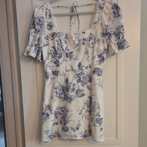 Reformation Floral Blue and White Women's Dress